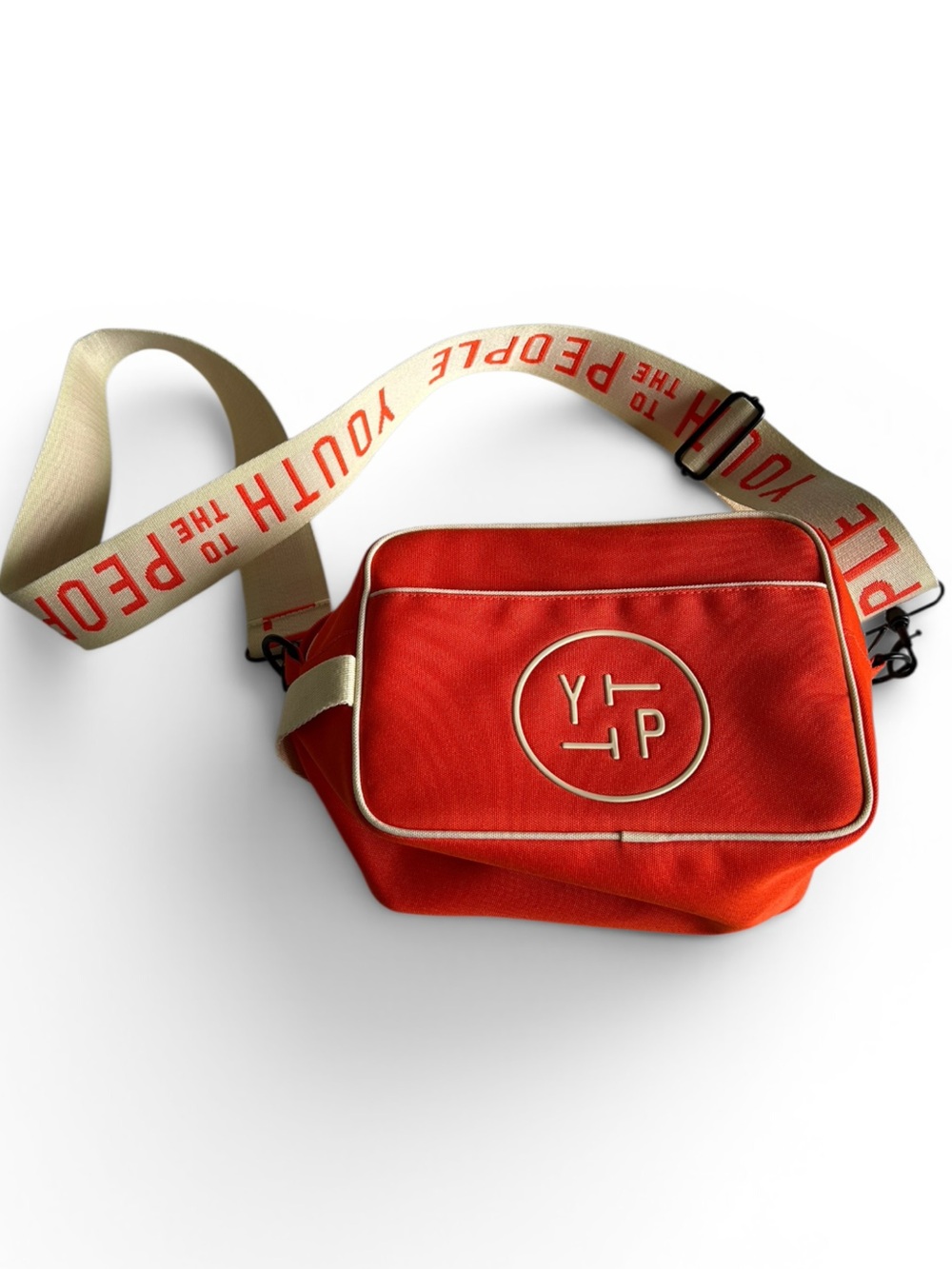 Youth To The People Red Crossbody Bag with Branded Beige Strap